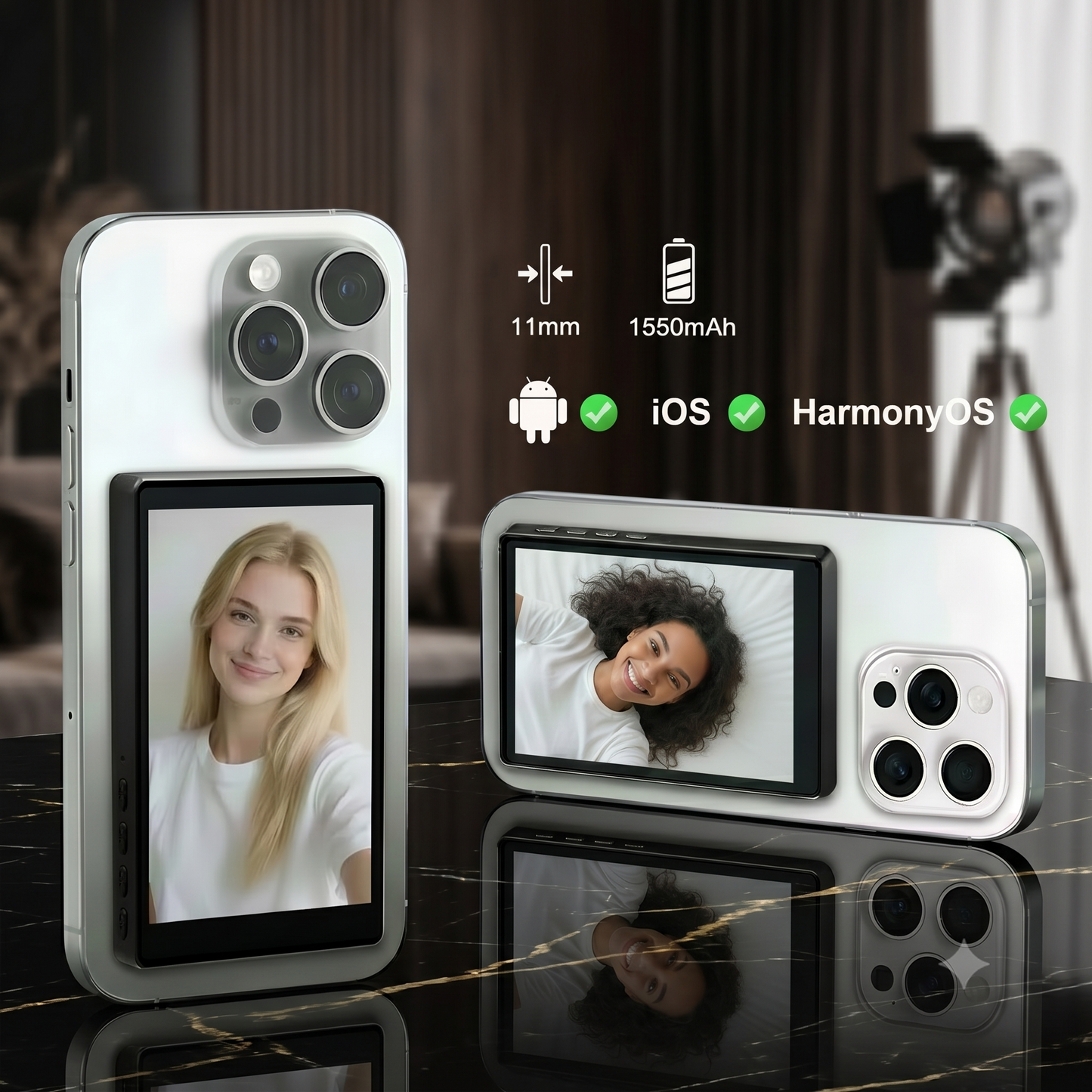 Écran Vlog Magnétique pour Smartphone – Visionnez votre Caméra Arrière en Live