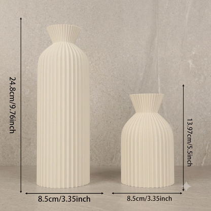 Set de Vases Céramique Striée – Design Wabi-Sabi