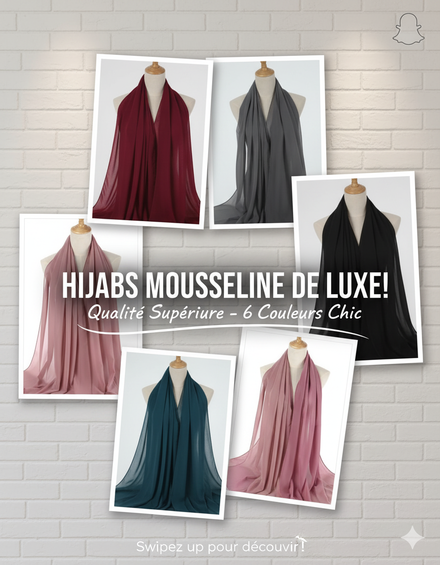 Hijab en mousseline de haute qualité