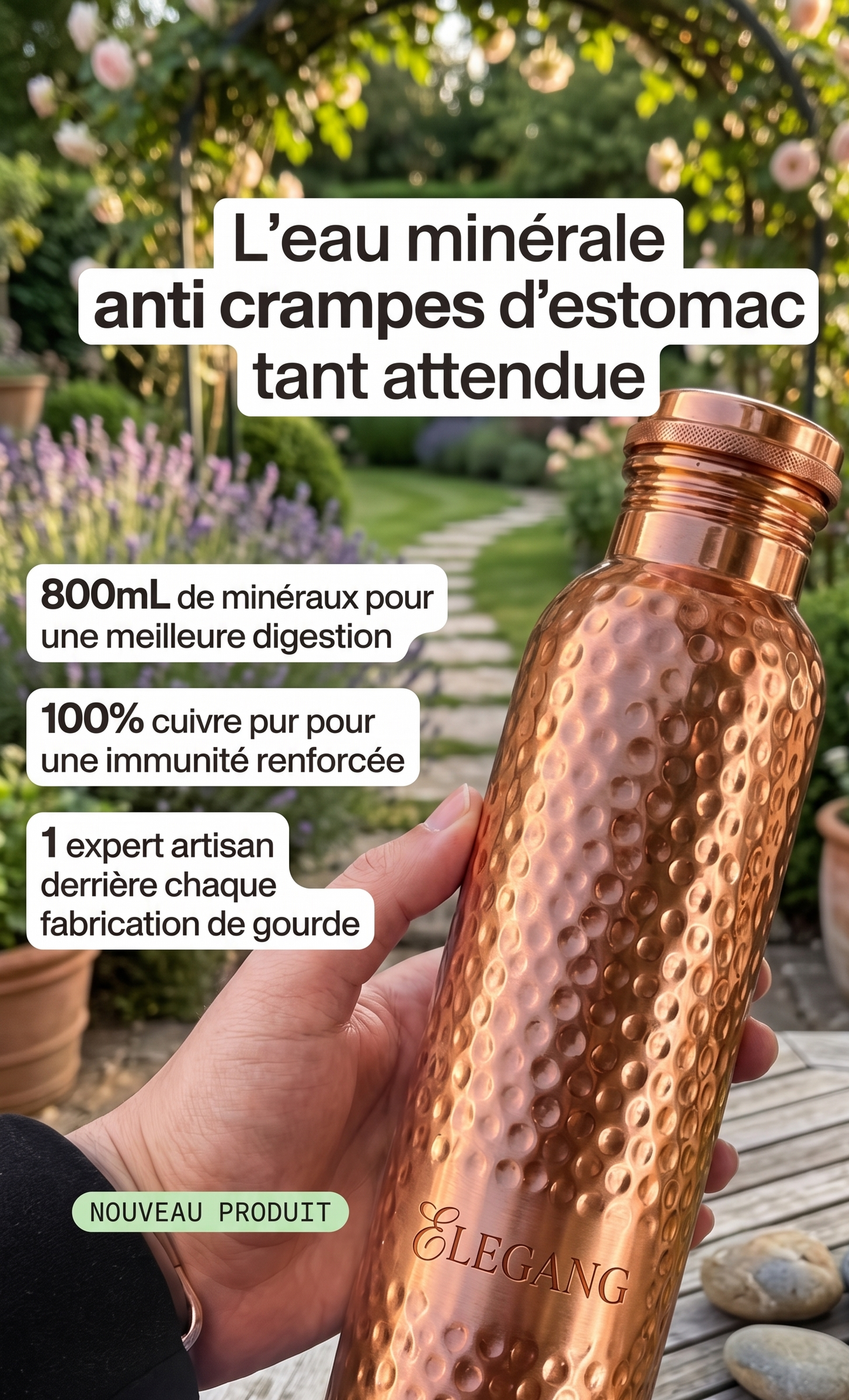 Pure Copper Bottle 800ml – Reusable Ayurvedic & Antibacterial