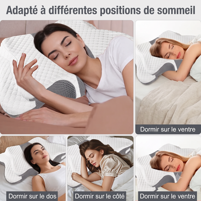 Oreiller Cervical Ergonomique a Memoire de Forme - Soulagement Douleurs & Sommeil Reparateur