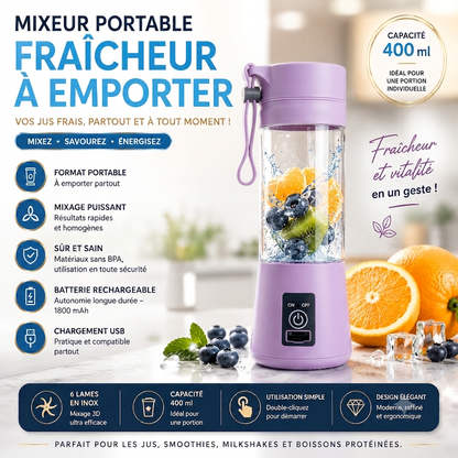 Portable USB Rechargeable Blender – Mini Smoothie & Fruit Juice Mixer