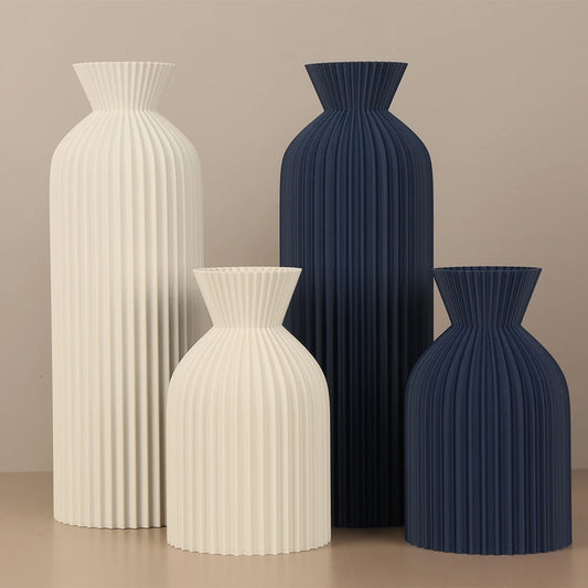 Set de Vases Céramique Striée – Design Wabi-Sabi