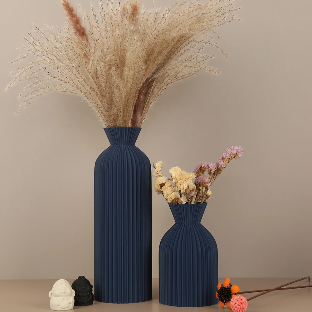 Set de Vases Céramique Striée – Design Wabi-Sabi