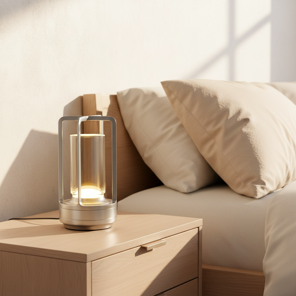 Lampe de table LED Style B argentée sans fil – ambiance lumineuse