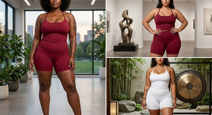 2 Piece Seamless Sports Set - Sculpting Shorts & Backless Tank Top